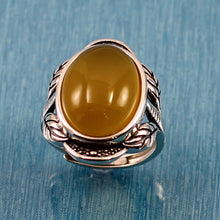 Load image into Gallery viewer, 9310174-Yellow-Agate-Sterling-Silver-Hand-Crafted-Solitaire-Ring