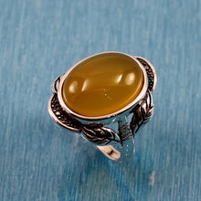 Load image into Gallery viewer, 9310174-Yellow-Agate-Sterling-Silver-Hand-Crafted-Solitaire-Ring