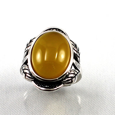 Yellow Agate Sterling Silver Hand Crafted Solitaire Ring