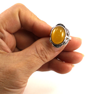 9310174-Yellow-Agate-Sterling-Silver-Hand-Crafted-Solitaire-Ring