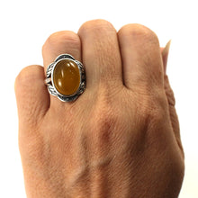 Load image into Gallery viewer, 9310174-Yellow-Agate-Sterling-Silver-Hand-Crafted-Solitaire-Ring