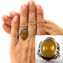 Load image into Gallery viewer, 9310174-Yellow-Agate-Sterling-Silver-Hand-Crafted-Solitaire-Ring