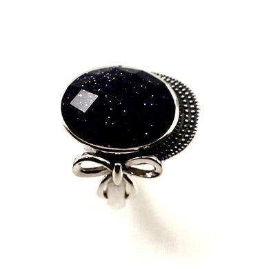 Sterling Silver Blue Sandstone Solitaire Ring (12x16mm)