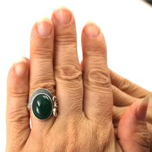 Load image into Gallery viewer, 9310183-Green-Agate-Sterling-Silver-Hand-Crafted-Solitaire-Ring