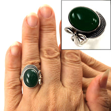 Load image into Gallery viewer, 9310183-Green-Agate-Sterling-Silver-Hand-Crafted-Solitaire-Ring