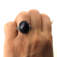 Load image into Gallery viewer, 9310191-Blue-Sandstone-Sterling-Silver-Hand-Crafted-Solitaire-Ring