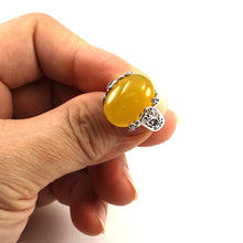 Load image into Gallery viewer, 9310194-Yellow-Agate-Sterling-Silver-Hand-Crafted-Solitaire-Ring