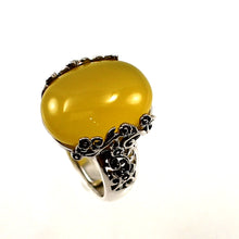 Load image into Gallery viewer, 9310194-Yellow-Agate-Sterling-Silver-Hand-Crafted-Solitaire-Ring