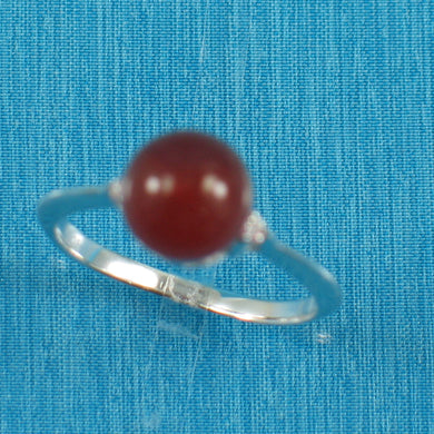 Sterling Silver Carnelian & CZ Accent Ring