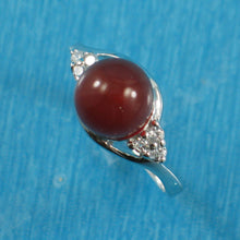 Load image into Gallery viewer, 9310214-Solid-Sterling-Silver-Carnelian-C.Z.-Solitaires-Accents-Ring