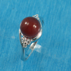 9310214-Solid-Sterling-Silver-Carnelian-C.Z.-Solitaires-Accents-Ring