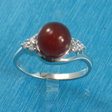 Load image into Gallery viewer, 9310214-Solid-Sterling-Silver-Carnelian-C.Z.-Solitaires-Accents-Ring