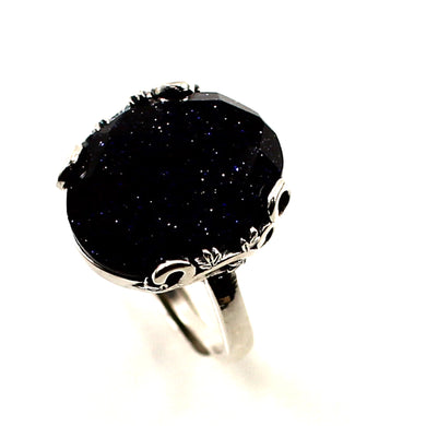 Blue Sandstone 925 Sterling Silver Solitaire Ring