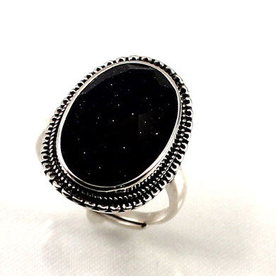 Sterling Silver Blue Sandstone Solitaire Ring