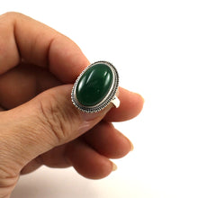 Load image into Gallery viewer, 9310613-Sterling-Silver-Green-Agate-Gemstone-Solitaire-Ring