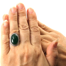 Load image into Gallery viewer, 9310613-Sterling-Silver-Green-Agate-Gemstone-Solitaire-Ring