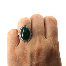 Load image into Gallery viewer, 9310613-Sterling-Silver-Green-Agate-Gemstone-Solitaire-Ring