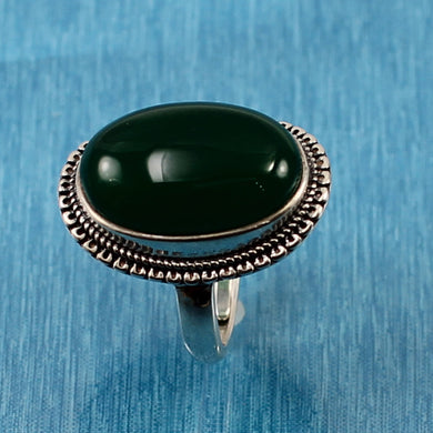 Sterling Silver Green Agate Solitaire Ring