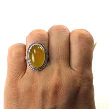 Load image into Gallery viewer, 9310604-Yellow-Agate-Gemstone-925-Sterling-Silver-Solitaire-Ring