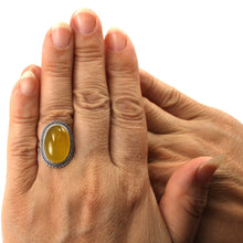 Load image into Gallery viewer, 9310604-Yellow-Agate-Gemstone-925-Sterling-Silver-Solitaire-Ring