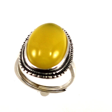 Sterling Silver Yellow Agate Solitaire Ring