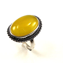 Load image into Gallery viewer, 9310604-Yellow-Agate-Gemstone-925-Sterling-Silver-Solitaire-Ring