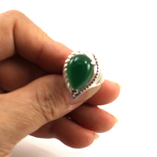 Load image into Gallery viewer, 9310623-Solid-Sterling-Silver-Green-Agate-Gemstone-Solitaire-Ring