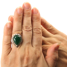 Load image into Gallery viewer, 9310623-Solid-Sterling-Silver-Green-Agate-Gemstone-Solitaire-Ring