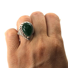 Load image into Gallery viewer, 9310623-Solid-Sterling-Silver-Green-Agate-Gemstone-Solitaire-Ring