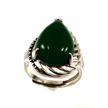 Load image into Gallery viewer, 9310623-Solid-Sterling-Silver-Green-Agate-Gemstone-Solitaire-Ring