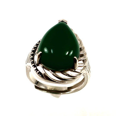 Sterling Silver Green Agate Solitaire Ring