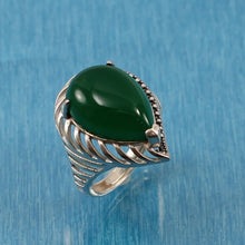 Load image into Gallery viewer, 9310623-Solid-Sterling-Silver-Green-Agate-Gemstone-Solitaire-Ring