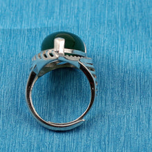 Load image into Gallery viewer, 9310623-Solid-Sterling-Silver-Green-Agate-Gemstone-Solitaire-Ring