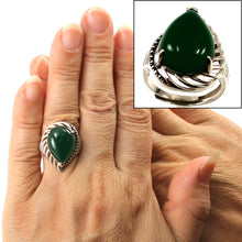 Load image into Gallery viewer, 9310623-Solid-Sterling-Silver-Green-Agate-Gemstone-Solitaire-Ring