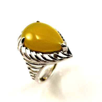 Sterling Silver Honey Agate Solitaire Ring