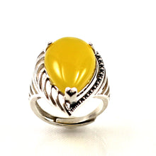 Load image into Gallery viewer, 9310624-Solid-Sterling-Silver-Honey-Agate-Gemstone-Solitaire-Ring