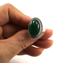 Load image into Gallery viewer, 9310633-Solid-Sterling-Silver-Green-Agate-Solitaire-Adjustable-Size-Ring