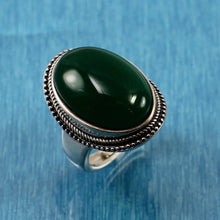 Load image into Gallery viewer, 9310633-Solid-Sterling-Silver-Green-Agate-Solitaire-Adjustable-Size-Ring