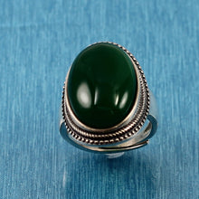 Load image into Gallery viewer, 9310633-Solid-Sterling-Silver-Green-Agate-Solitaire-Adjustable-Size-Ring