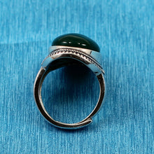 Load image into Gallery viewer, 9310633-Solid-Sterling-Silver-Green-Agate-Solitaire-Adjustable-Size-Ring