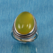 Load image into Gallery viewer, 9310634-Solid-Sterling-Silver-Yellow-Agate-Solitaire-Adjustable-Size-Ring