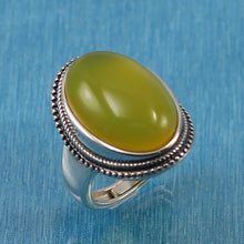 Load image into Gallery viewer, 9310634-Solid-Sterling-Silver-Yellow-Agate-Solitaire-Adjustable-Size-Ring