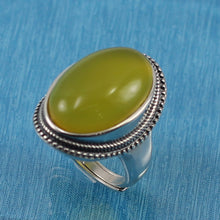 Load image into Gallery viewer, 9310634-Solid-Sterling-Silver-Yellow-Agate-Solitaire-Adjustable-Size-Ring