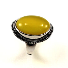 Load image into Gallery viewer, 9310634-Solid-Sterling-Silver-Yellow-Agate-Solitaire-Adjustable-Size-Ring