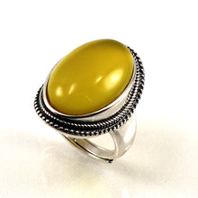 Load image into Gallery viewer, 9310634-Solid-Sterling-Silver-Yellow-Agate-Solitaire-Adjustable-Size-Ring