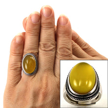 Load image into Gallery viewer, 9310634-Solid-Sterling-Silver-Yellow-Agate-Solitaire-Adjustable-Size-Ring