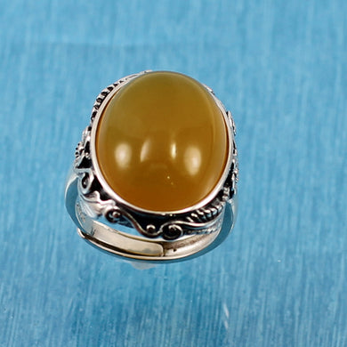 Adjustable Size Ring Crafted Solid Sterling Silver Yellow Agate
