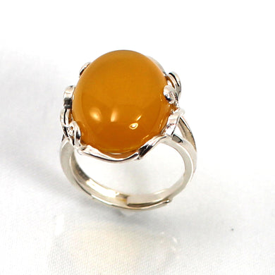 Solid Sterling Silver Yellow Agate Antique Style Solitaire Ring