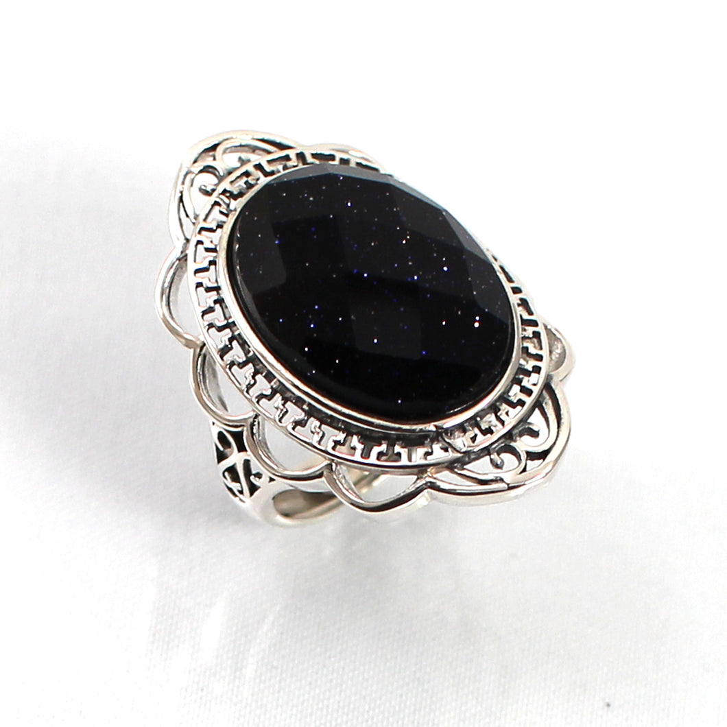 9310671-Blue-Sandstone-Solid-Sterling-Silver-Antique-Style-Solitaire-Ring