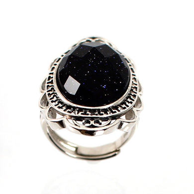 Sterling Silver Blue Sandstone Solitaire Ring